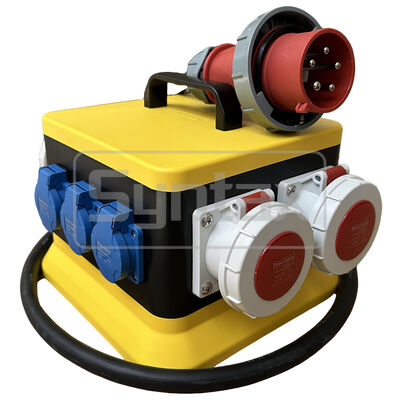 Syntax MZ8 IP67 Waterproof Portable Distribution Box 32A/5P Three Phase 400v With 1.8m built-in Lead Rubber Cable Outdoors 26*26*24.5CM