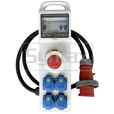 Syntax CT3 32AMP 8 Outlet Power Splitter Cord IP44 Waterproof With 8 Schuko Sockets 490*142*95mm