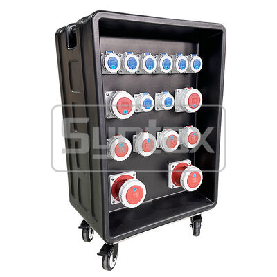 Syntax MD4 Three Phase 250AMP IP67 Waterproof HDPE Mobile Distribution Power Panel On Wheels With Differential Protected 630x430x900mm