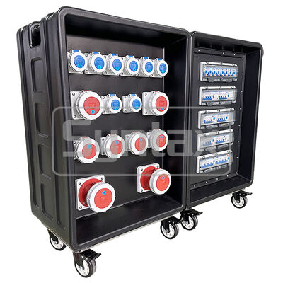 Syntax MD4 Three Phase 250AMP IP67 Waterproof HDPE Mobile Distribution Power Panel On Wheels With Differential Protected 630x430x900mm