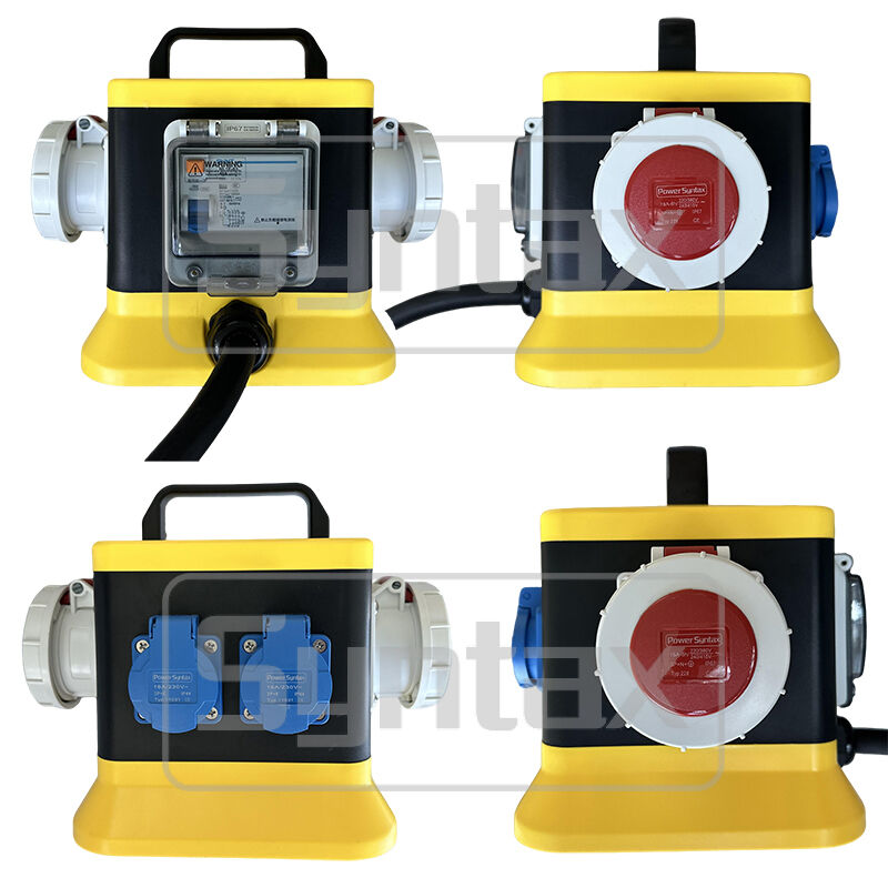 Syntax MZ6 IP67 Waterproof Portable Distribution Box 32A/5P Three Phase 400v With 1.8m built-in Power Cord Outdoors 20*20*21.5CM