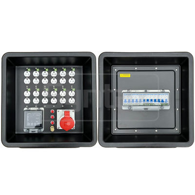 حروف التعبير MD1 ثلاثي المرحلة 4P 32AMP HDPE صندوق توزيع محمول IP67 مع 12 رقم UL مدرجة Nema سوكات مزدوجة 430x380x460mm