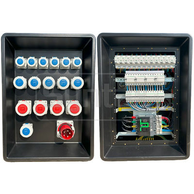 حروف التعبير MD4 ثلاثي المرحلة 125A IP67 مقاوم للماء HDPE Power Distro مع Schneider Breakers و PowerSyntax المقابس الصناعية والمقابس 630x430x900mm