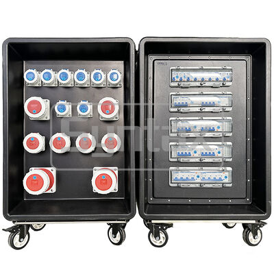 MD4 ثلاثي المراحل 250AMP IP67 مقاوم للماء HDPE وحدة توزيع الطاقة المتنقلة على العجلات مع التفاضل المحمي 630x430x900mm